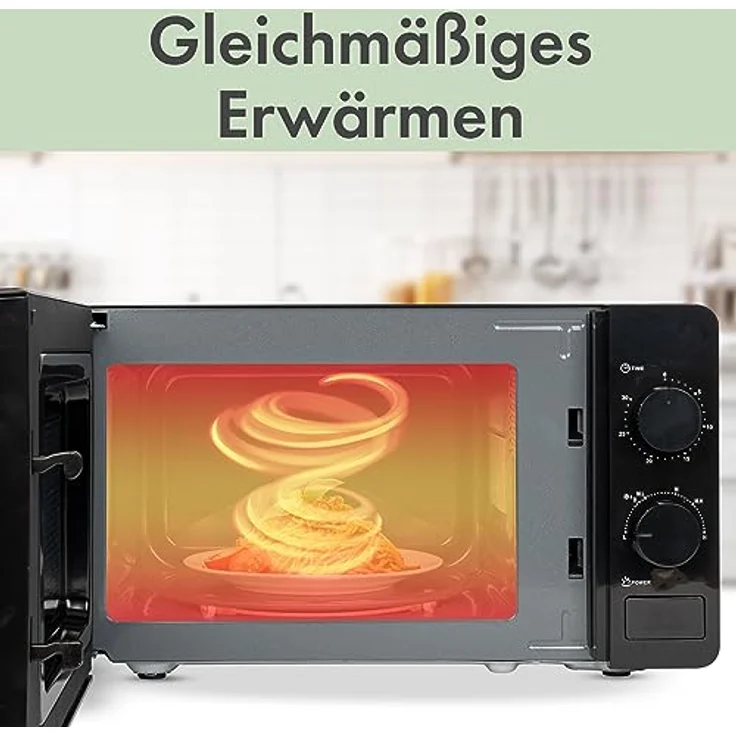 Bomann® Mikrowelle mit 20L Garraum & Garraumbeleuchtung | Microwave mit 6 Leistungsstufen | Microwellengerät mit 30-Min.-Timer | Microwelle mit Ø24,5 cm Drehteller | 700W | MW 6014 CB schwarz – Bild 3