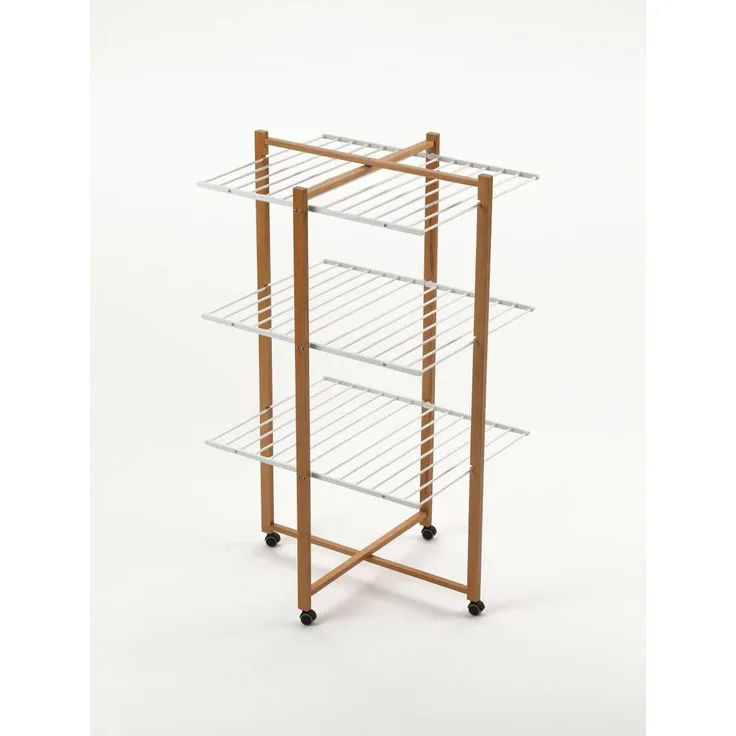 Arredamenti Italia ARREDAMENTI KARISMA Trockengestell, 80 x 68 cm, braun, robustes Holz und pulverbeschichtetes Metall, umweltfreundliche Wasserbasisfarbe, benutzerfreundliches System