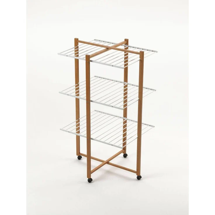 Arredamenti Italia ARREDAMENTI KARISMA Trockengestell, 80 x 68 cm, braun, robustes Holz und pulverbeschichtetes Metall, umweltfreundliche Wasserbasisfarbe, benutzerfreundliches System