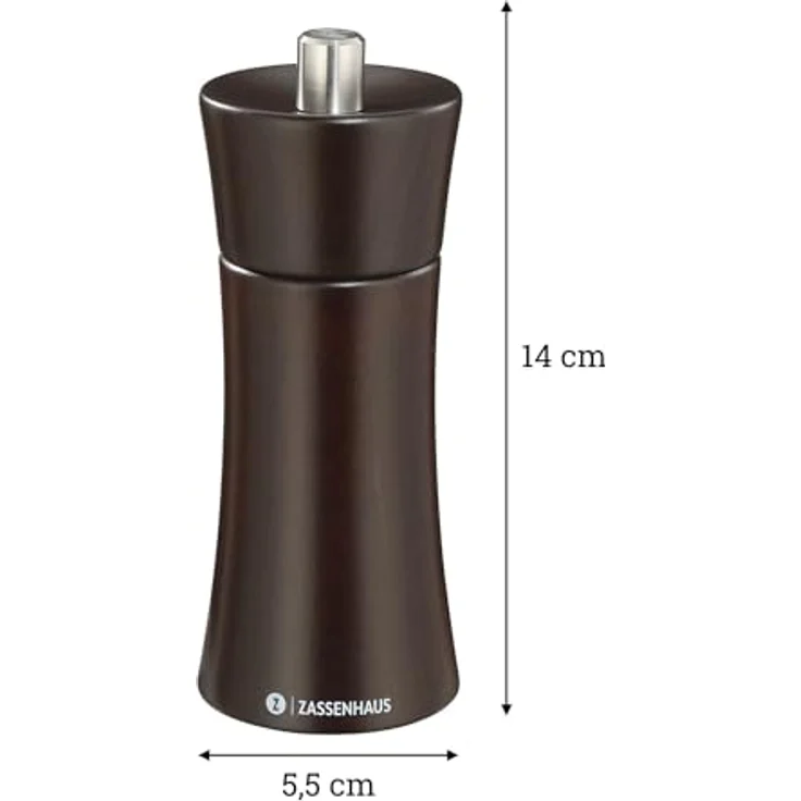 ZASSENHAUS Gewürzmühle ZASSENHAUS Salzmühle Frankfurt Dunkel 14 cm, 6-fach einstellbares Mahlwerk aus Hochleistungs-Keramik - Preisvergleich – Bild 2