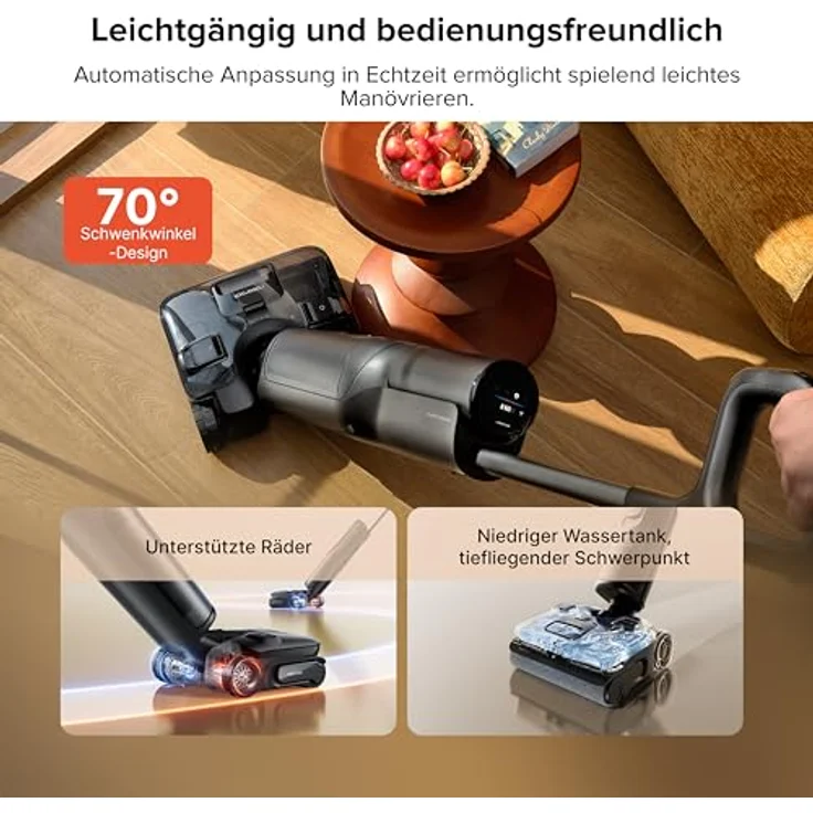 roborock F25 ACE Pro Nass-Trockensauger, 25000Pa Saugkraft, JetFoaming, Anti-Haar-Verwicklung, 180° Flach-Design, Heißwasser-Selbstreinigung und Heißlufttrocknung – Bild 3