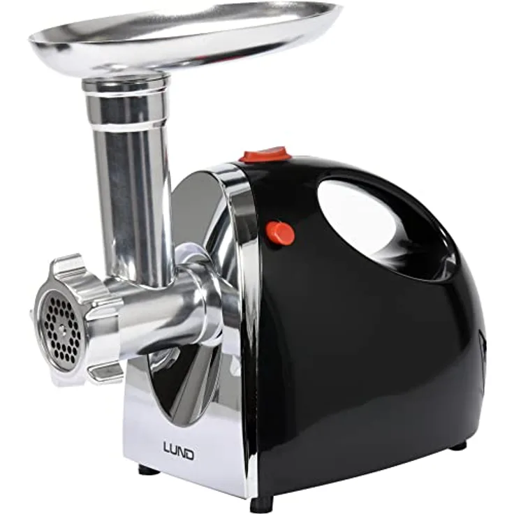 Lund 5-in-1 Fleischwolf, Gemüseschneider, Saftpresse, Wurstfüller 550 W mit Edelstahlklingen, schwarz