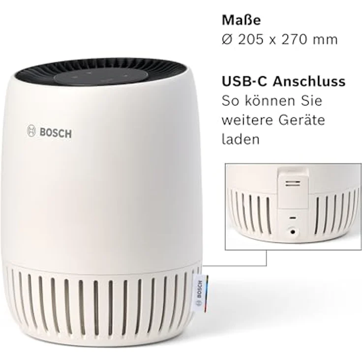 Bosch Luftreiniger Air 500, HEPA-Filter für Räume bis 42 m², kompaktes Design mit USB-C-Ladeanschluss – Bild 7
