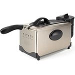 Black+Decker BXDF2100E Elektrische Fritteuse 2100 W, Kapazität 3 l, Temperaturauswahl, geruchlos, abnehmbar, einfache Reinigung, spülmaschinenfest, Edelstahl, Grau