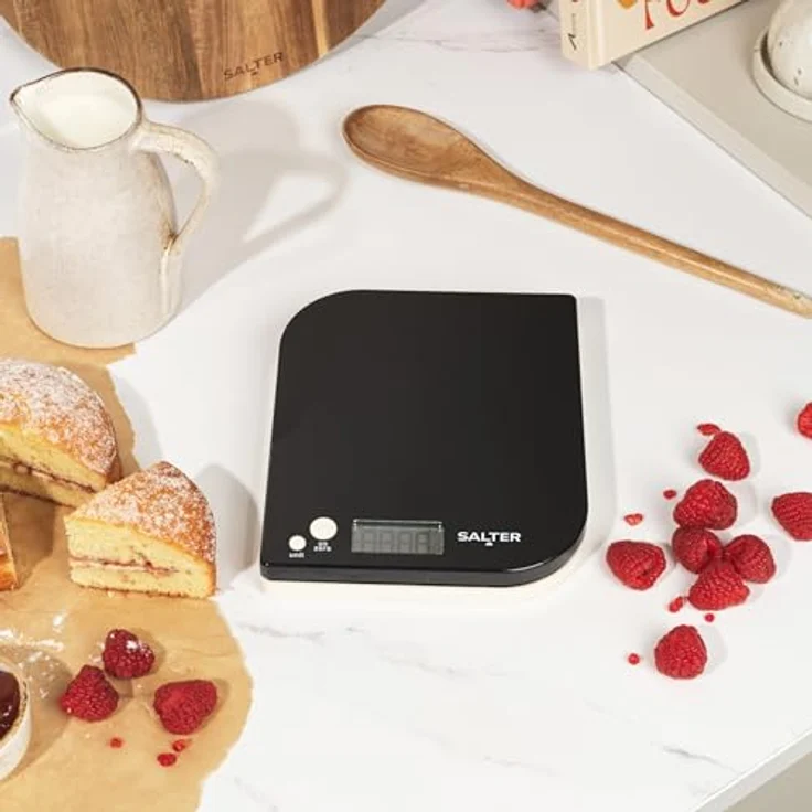 SALTER Leaf digitale Küchenwaage, Design für die Arbeitsplatte, LCD Display, Zuwiegefunktion, Kompaktes Design für leichtes Verstauen, Gut zu reinigen – Bild 4