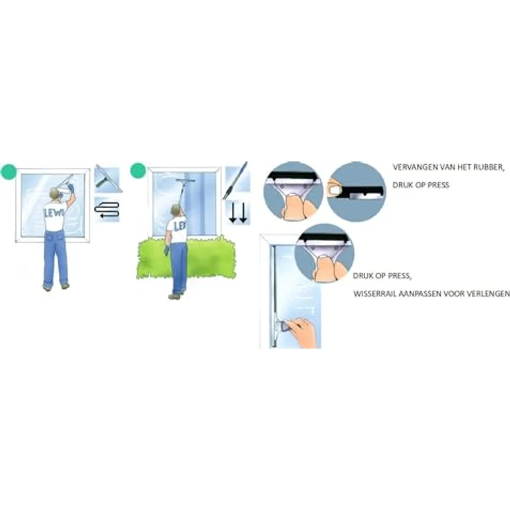 LEWI 10511 Fensterwischer Bionic, 35 cm mit Edelstahlschiene und soft Wischergummi, ergonomisch gestaltet für eine mühelose Handhabung – Bild 5