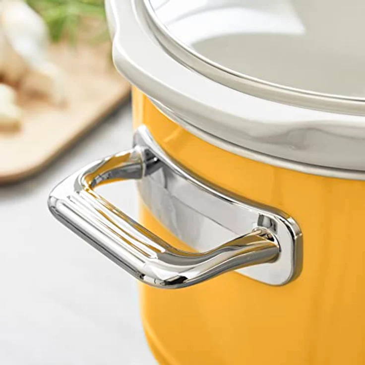 Swan SF17021 Retro Slow Cooker, Schongarer, 200W, 3,5L, 3 Programme, Keramik, oval, gelb – Bild 6