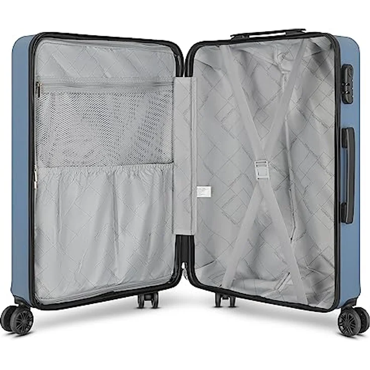 Worldpack New York 2.0 Koffer Set-Groß | Trolley mit 4-Rollen und Zahlenschloss - Hartgepäck mit Wäschefach, Kreuzpackgurt, Tragegriff | Volumen: 38 L / 63 L / 96 L – Bild 5