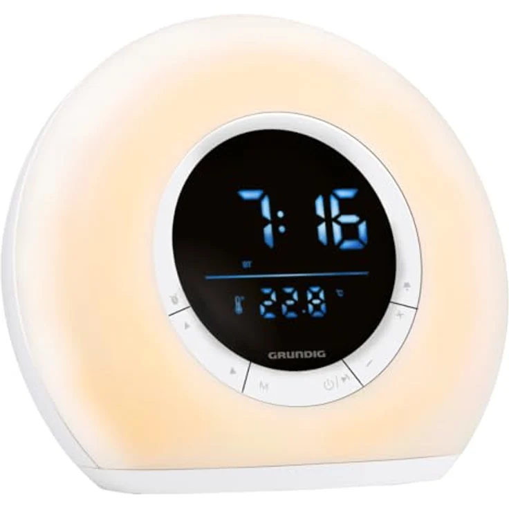 Grundig Tageslichtwecker, Lichtwecker mit Radio und Bluetooth, LED-Anzeige, Naturgeräusche und Sunset-Funktion, Weiß – Bild 1