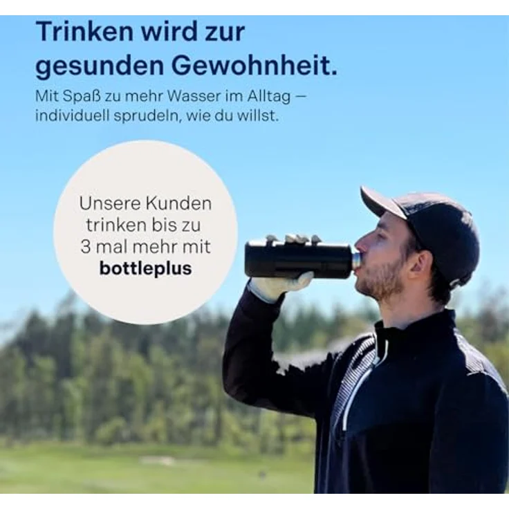 bottleplus Trinkflasche mit Wassersprudler Funktion, 600ml für bis zu 6 Liter Sprudelwasser, graphite – Bild 6