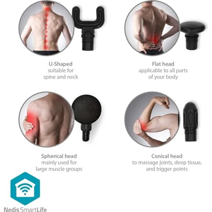 Nedis SmartLife Sport-Massagepistole - Akkubetrieben - Wiederaufladbar - 5 Massagemodi - Dunkelgrau – Bild 5