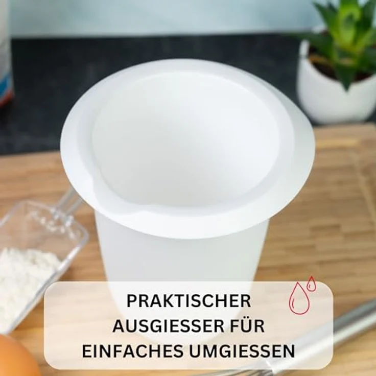Westmark Quirltopf mit Spritzschutz, Deckel und Ausgießer, Kunststoff, Füllvolumen: 1 Liter, Weiß-Rot, 3151227R – Bild 7