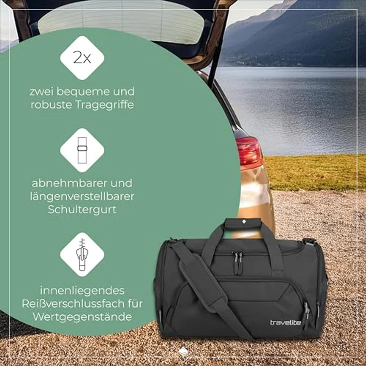 Travelite Kick Off Weekender Reisetasche, 50 cm, schwarz, 100% Polyester – Bild 6