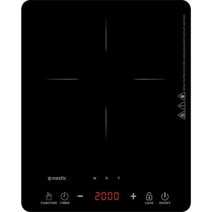 Mestic Induktionskochplatte MIC-120, freistehendes Kochfeld mit 8 Wärmestufen, Überhitzungsschutz und Timer, 2000 W