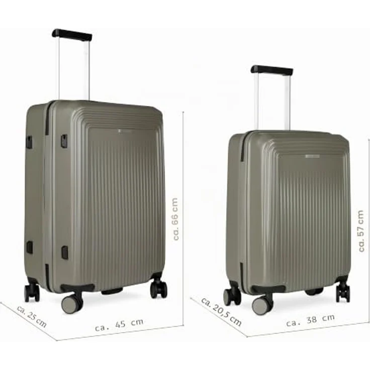 bugatti Linea 4 Rollen Kofferset 3-teilig, oliv, 100% Polycarbonat, Größen: 52 cm, 29 cm, 76 cm – Bild 3