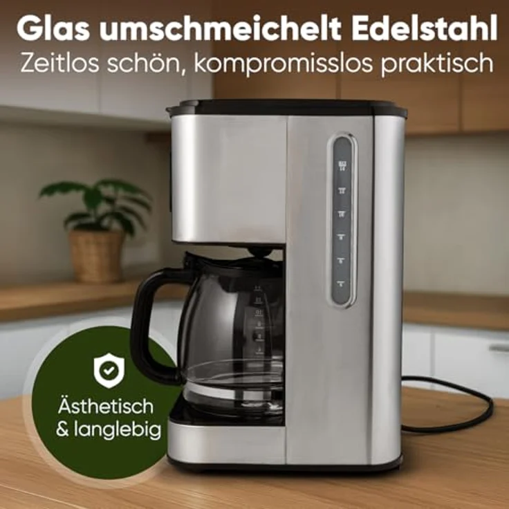 ProfiCook® Filterkaffeemaschine PC KA 1299, 900W mit Edelstahlgehäuse, für bis zu 14 Tassen, Aromawahl, Tropfstopp und Uhrzeit-Anzeige – Bild 5