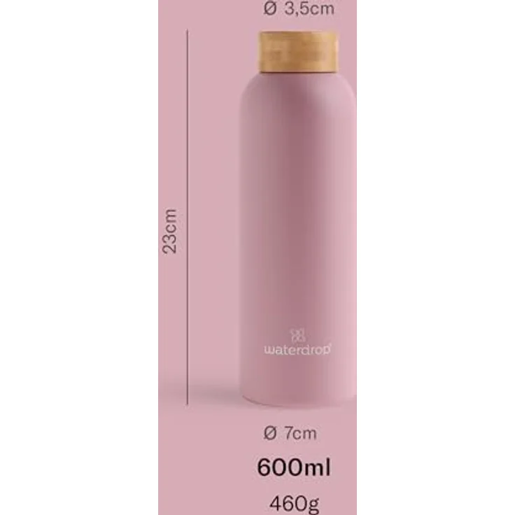 waterdrop MICRODRINK Steel Bottle 600ml isolierte Trinkflasche auslaufsicher | Thermosflasche 24h kalt, 12h heiß | doppelwandige Edelstahl Wasserflasche | bruchsicher | Kohlensäure geeignet – Bild 4