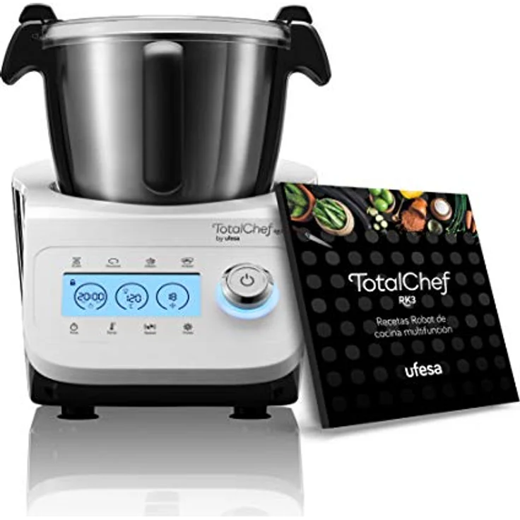 Ufesa TotalChef RK3 Multifunktions-Küchenmaschine, 30 Funktionen, Kapazität 3,5 l, LCD-Display mit Touch-Tasten, integrierte Waage, Inklusive Rezeptbuch PDF Weiß – Bild 1