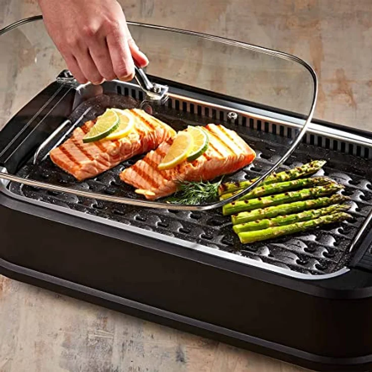 PowerXL Smokeless Grill - Elektro Grill mit Anti-Haft-Beschichtung, Thermo-Glasdeckel und 1500 Watt – Bild 3