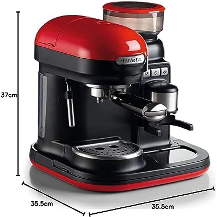 Ariete 1318 Moderna Espressomaschine mit integriertem Mahlwerk, 1080, 800 Cubic_Centimeters, Rot-Schwarz – Bild 5