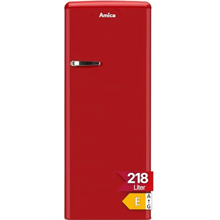 Amica KSR 364 150 R Retro-Kühlschrank, freistehend, rot, Energieklasse E – Bild 2