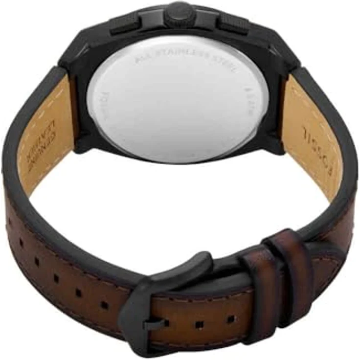 Fossil Chronograph EVERETT FS6108, Quarzuhr mit analoger Anzeige, braunem Zifferblatt und Lederarmband, schwarz, 44 mm Gehäusedurchmesser, 5 bar wasserdicht – Bild 6