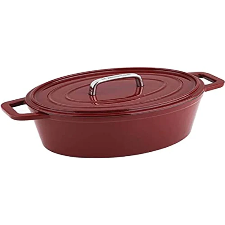Gusseisen Bräter Kochtopf Schmortopf 31 x 23 cm Ø ROT CS Kochsysteme ALPEN emai – Bild 2