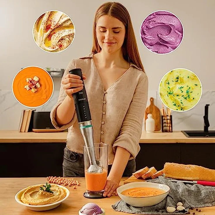 Cecotec Katana TotalDestroy 1500XL, Stabmixer mit 1500 W, doppelten Klingen, 21 Geschwindigkeiten und Turbo, schwarzes Titan, extra langer Fuß, Zubehör-Set – Bild 3