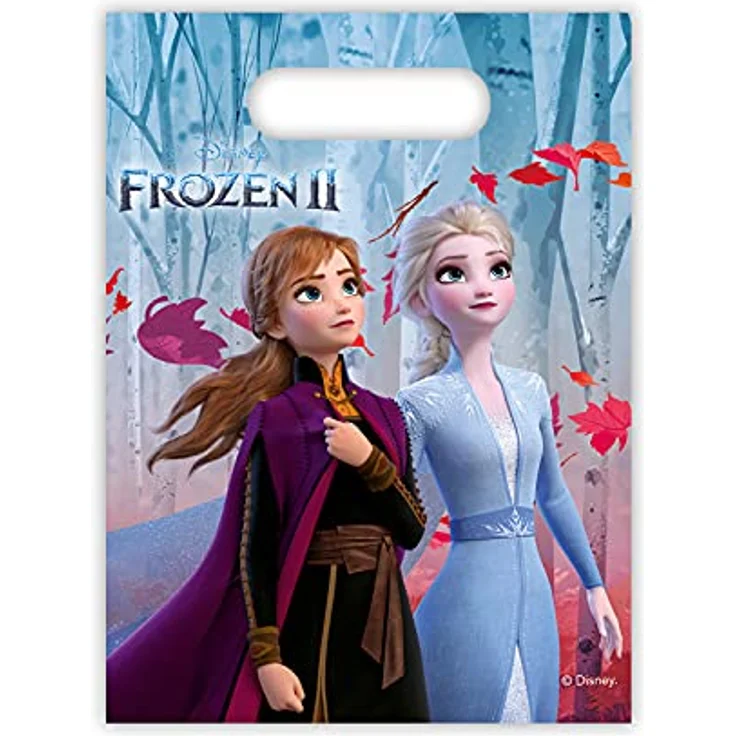 Procos 10210595 - Partyset XXL Disney Frozen 2, 45-teiliges Set, 8 Teller, 8 Becher, 20 Servietten, 1 Tischdecke, 6 Partytüten, 1 Wimpelkette, 1 Banner, Einweggeschirr, Partygeschirr, Tischdekoration – Bild 5