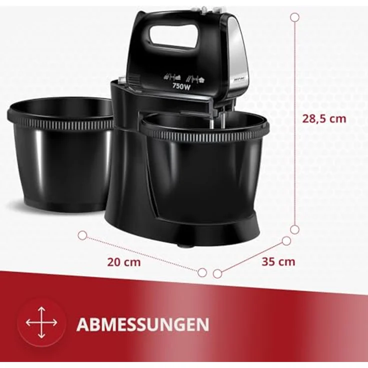 MPM Mikser ręczny MPM MMR-22Z/C z dwiema misami czarny, Handmixer, Schwarz – Bild 6