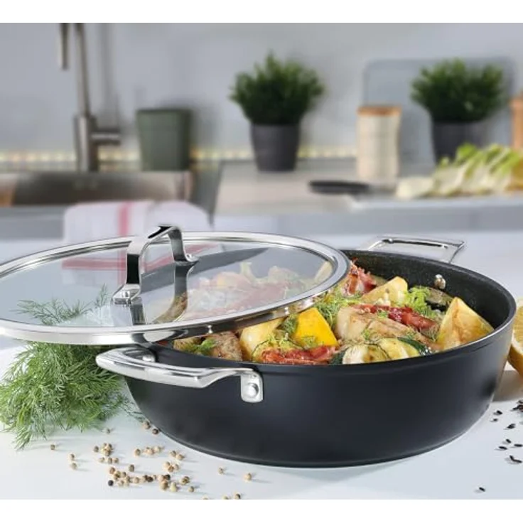 Spring Meridan Intense Pro Antihaft-Kasserolle aus recyceltem Aluminium mit Deckel, 27,9 cm, professionelle Qualität 4 Quart, Vollinduktionsboden – Bild 3