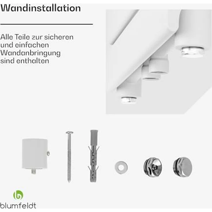 Blumfeldt Flachheizkörper Vertikal, 509 Watt Badheizkörper mit Thermostat, sparsamer Warmwasser Wandheizkörper für Badezimmer & Wohnzimmer – Bild 4