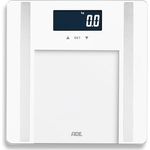 ADE Digitale Körperfettwaage bis 200 kg | Personenwaage mit Körperfettanalyse, BMI, Muskelmasse, Körperwasser, Gewicht, BMR | Körperwaage mit Benutzererkennung | weiß