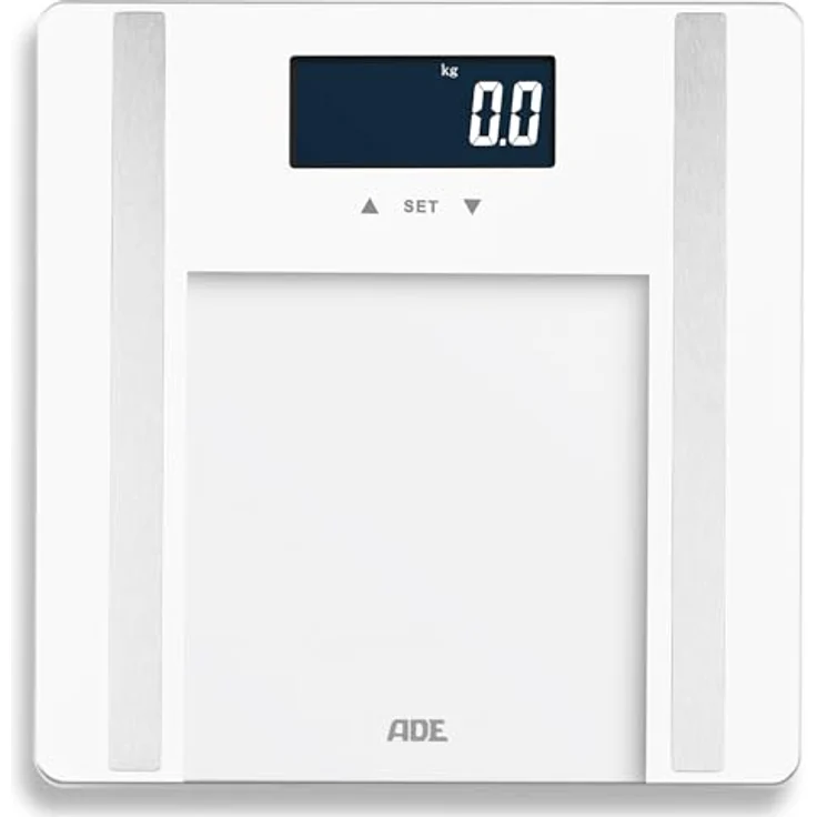 ADE Digitale Körperfettwaage bis 200 kg | Personenwaage mit Körperfettanalyse, BMI, Muskelmasse, Körperwasser, Gewicht, BMR | Körperwaage mit Benutzererkennung | weiß – Bild 1