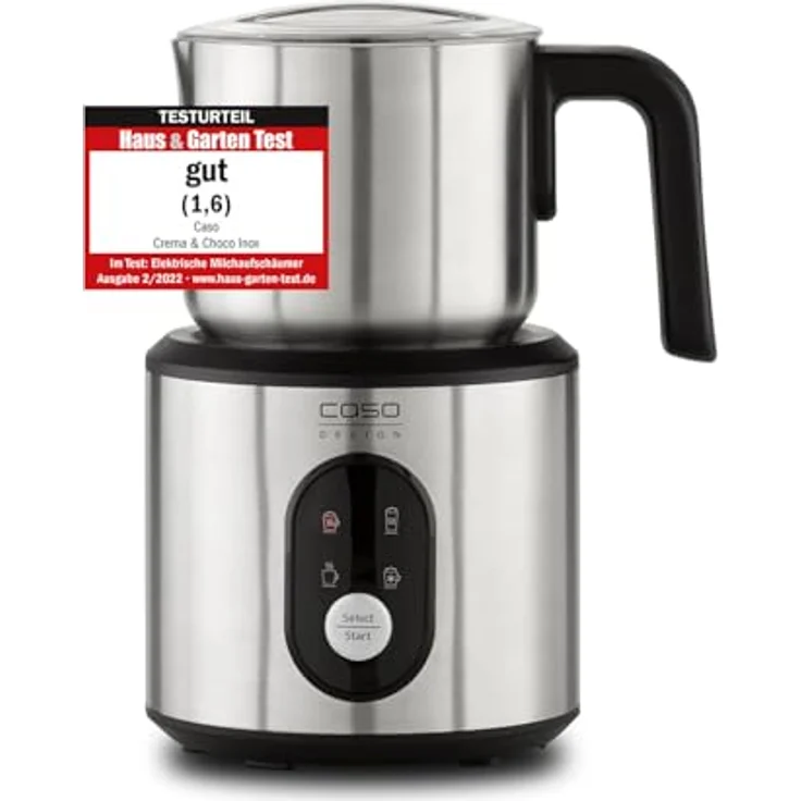 Caso Crema and Choco Milchaufschäumer, 500 Watt, Aufschäumen 250 ml, Aufwärmen 350 ml, Überhitzungsschutz, Abschaltautomatik, Touch Control, edelstahl – Bild 2