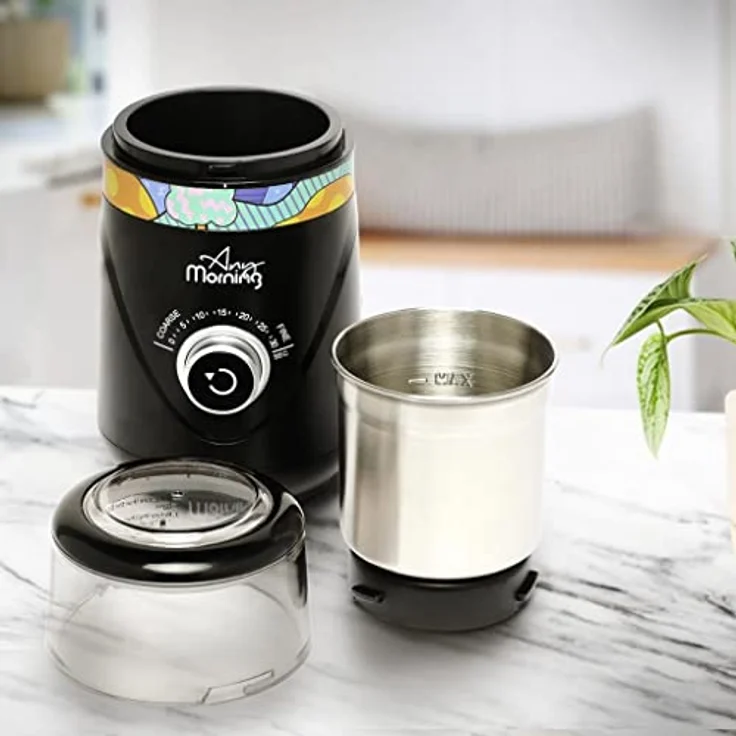 Any Morning Kaffeemühle | Mahlgrad einstellbar von grob bis extra fein | abnehmbarer Behälter | leiser Betrieb | für Kaffeebohnen, Gewürze, Nüsse | Füllmenge 94g – Bild 5