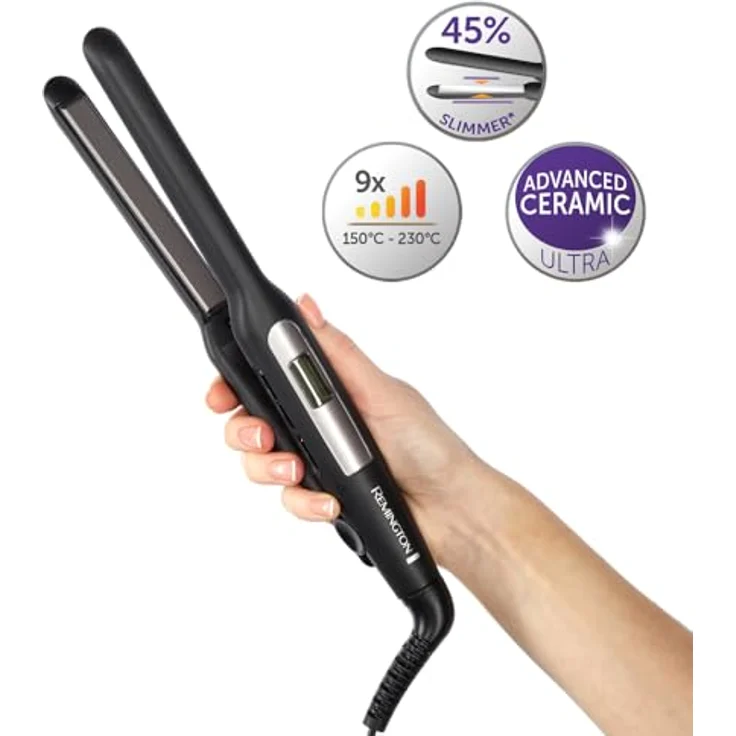 Remington Glätteisen Pro-Ceramic Extra Slim [extra schmale Platten: für kurzes Haar, Pixies, Pony, Bart & kleine Locken] Haarglätter (Ultra-Keramikbeschichtung, LCD-Display, 150-230°C) - Bartglätter S5515 - Preisvergleich – Bild 5
