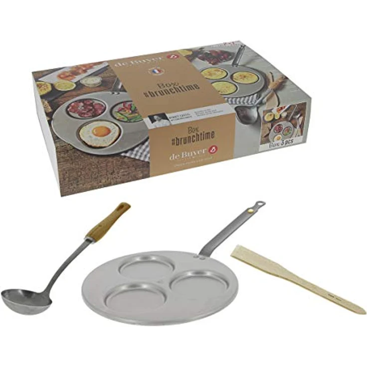 DE BUYER 5612.01 Box # Brunchtime: Triblinis + Pfannenwender + Schöpflöffel, Umweltfreundliche Verpackung, Hergestellt in Frankreich – Bild 3