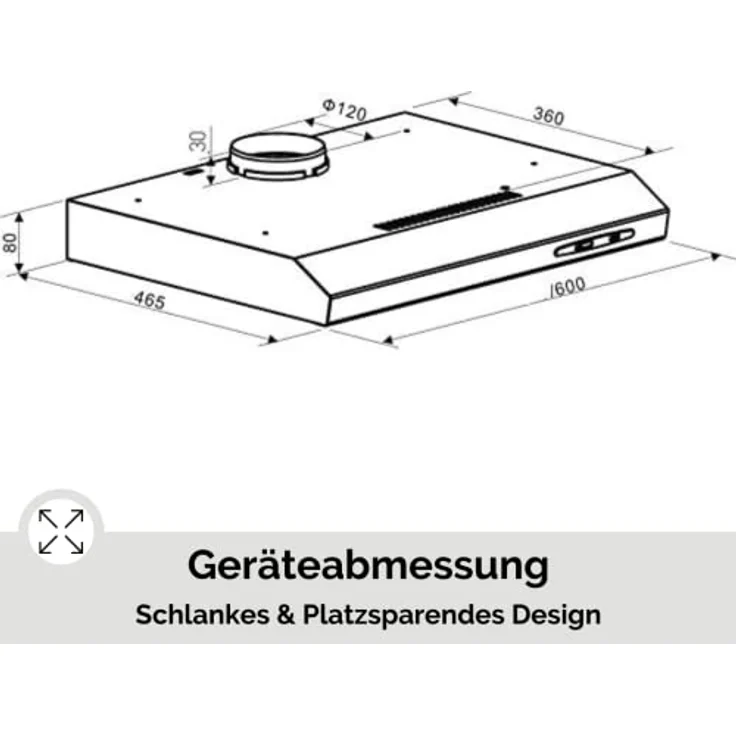 PKM UBH5000H2, Motorhaube, Standard, Breite: 60 cm, Tiefe: 46.5 cm, Absaugung und Rückführung (mit zusätzlichem Rückführungsset), Silber – Bild 6