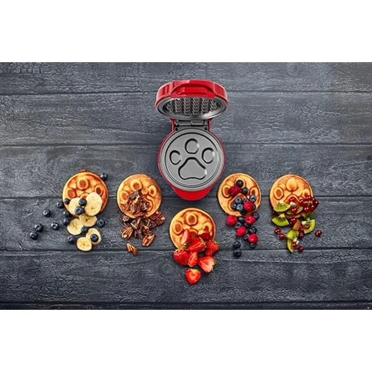 Bestron Paw Patrol Mini Waffeleisen, inkl. Backampel, Waffelgröße: Ø 10cm, offizielles Lizenzprodukt, Rot – Bild 3