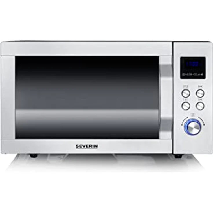 Severin MW 7778 4-in-1 Mikrowelle, 25 Liter Garraum, 900 Watt, Grillfunktion, Heißluft 230°C, Pizzafunktion, Auftauen, 11 Programme, silber – Bild 2