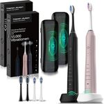 Tristan Auron Business Class Doppelpack Schallzahnbürste 55000 VPM + UV Case - 60 Tage Akku - 5 Putzmodi - Wasserdicht - Ladegerät für elektrische Zahnbürste (Schwarz+Pink)