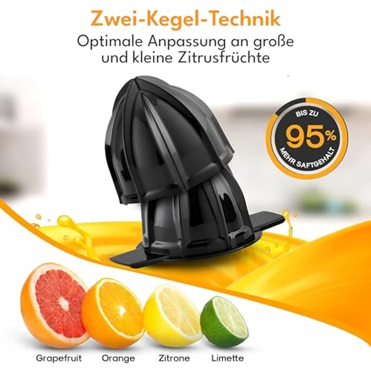 Lebenlang Elektrische Zitruspresse, BPA-frei mit 40W, 2 Drehrichtungen, spülmaschinenfest, Auto ON/OFF, 700ml Behälter – Bild 2
