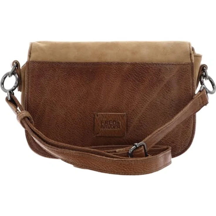 FredsBruder Life Is Umhängetasche, Handtasche aus Leder 22 cm, Braun mit Reißverschlussfach – Bild 3