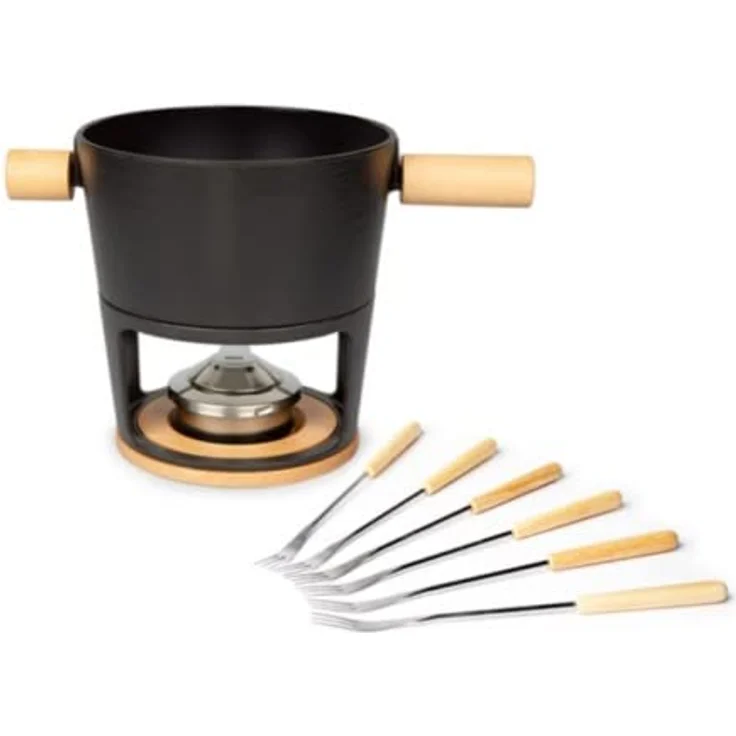 Stöckli 7576.80 Käsefonduegarnitur, Holz, Gusseisen, Schwarz - Gemütliche Fondue-Stunde mit alpinem Flair – Bild 1