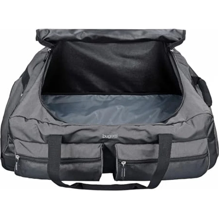 Bugatti Lima 2-Rollen Trolley-Reisetasche, sehr leicht, 70 cm, Grau, 68 l mit seitlichen Taschen und abnehmbarem Umhängeriemen – Bild 5