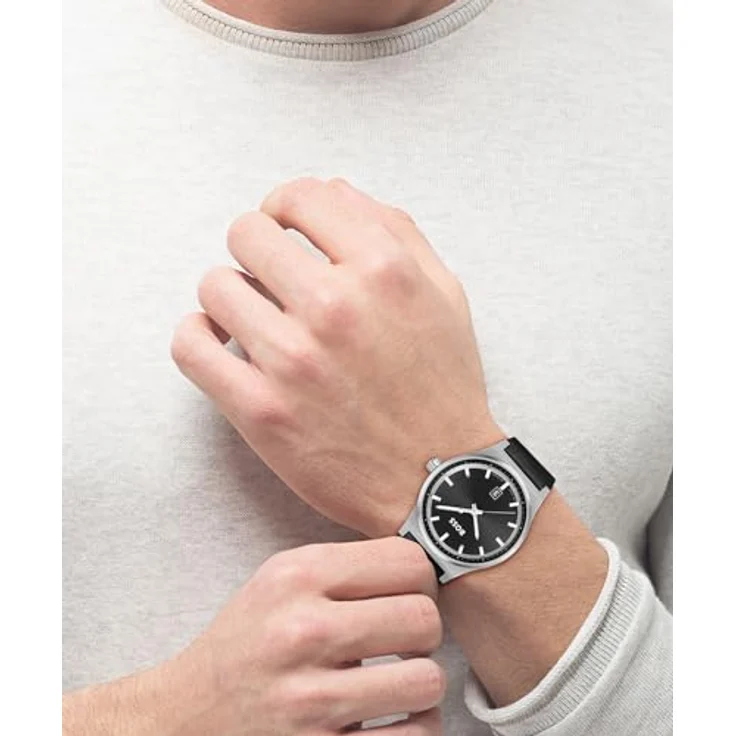 HUGO BOSS Analog Quarzuhr für Herren Kollektion Candor mit Schwarzes Lederarmband - 1514075 – Bild 4