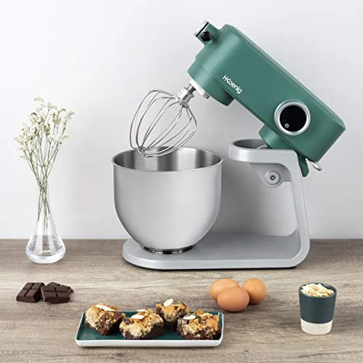H.Koenig KM128 Küchenmaschine multifunktionell, 5 l, professionell, 800W 8 Geschwindigkeiten, grün – Bild 3