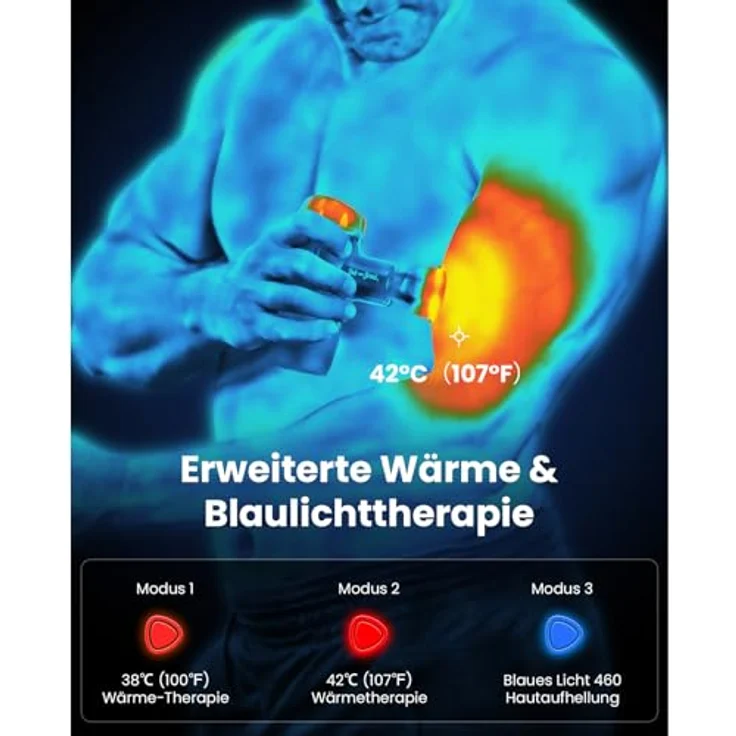 BOB AND BRAD Mini-Massagepistole mit Wärmetherapie M7 Plus, Tragbarer Tiefer Muskellinderungsgun für Schmerzlinderung & Muskelregeneration, Blaulichttherapie, Kompakt & leise, Ergonomischer Griff, Type-C Schnellladung – Bild 3