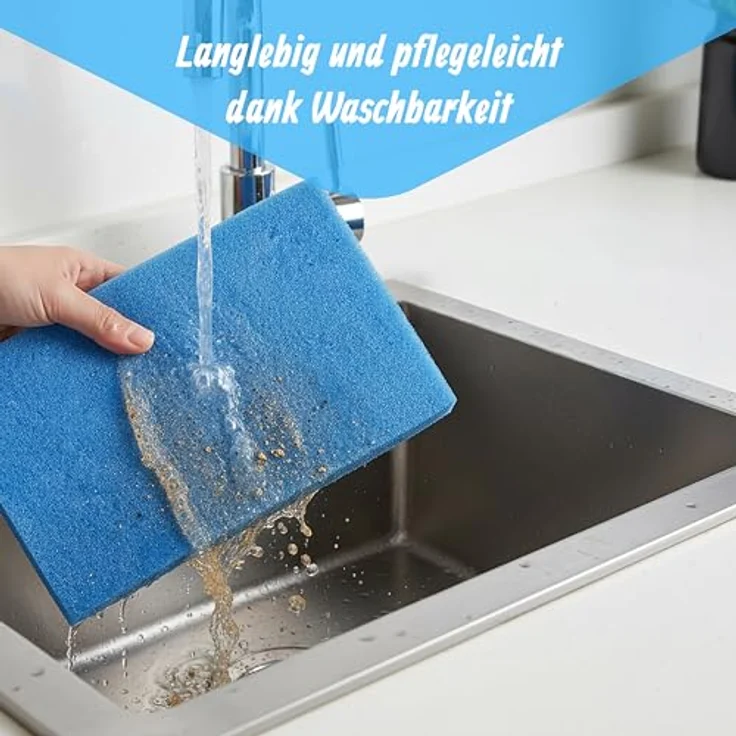 Relaxdays Dunstabzugshaube Filter 1x2m, universeller Einwegfilter aus 100% Polyester, weiß/blau – Bild 3